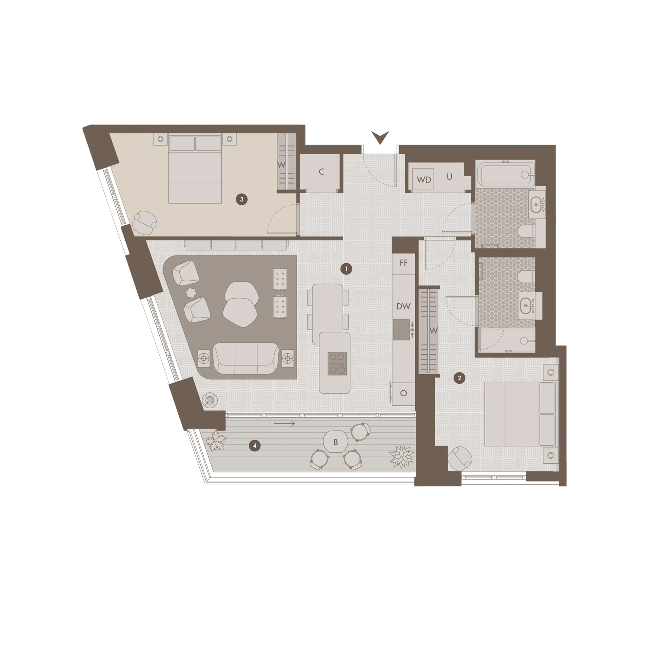 The Capston Floorplan - Two Bedroom